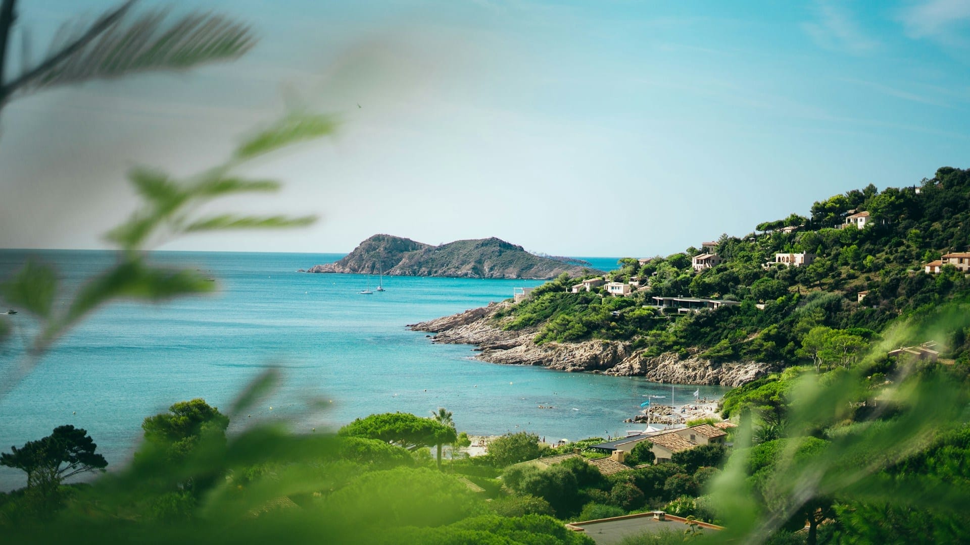 Crique turquoise et collines boisées sur la côte méditerranéenne