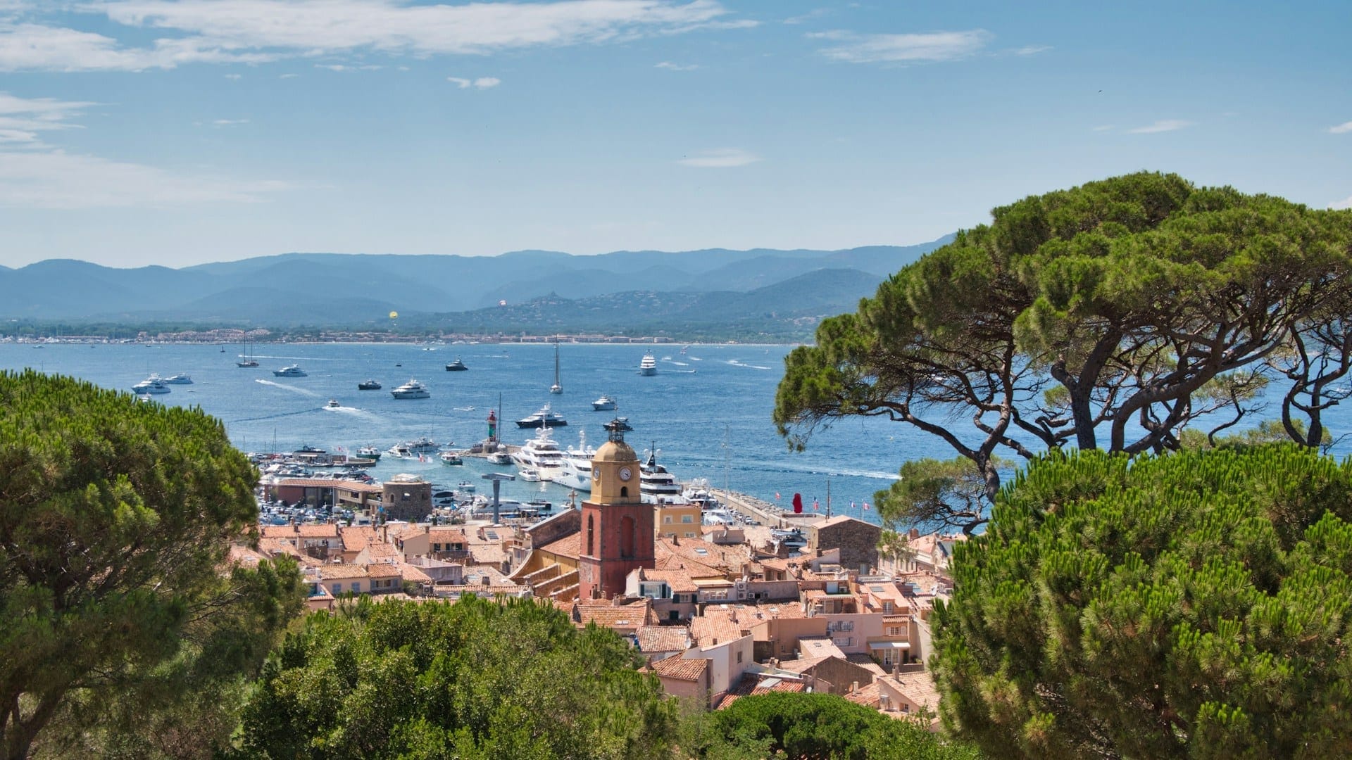 Saint-Tropez vu depuis les pins, face au golfe