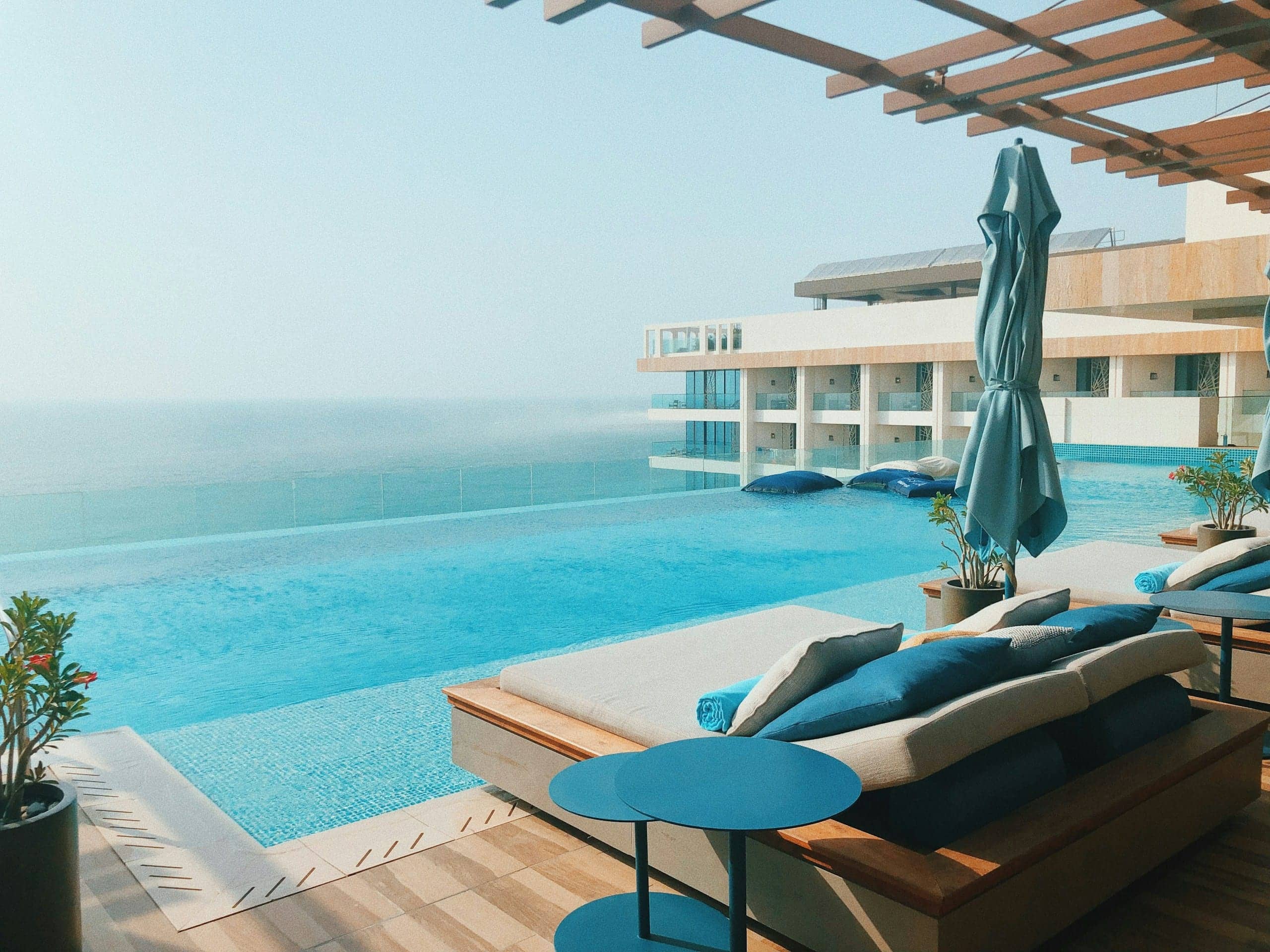 Terrace with an infinity pool overlooking the Mediterranean